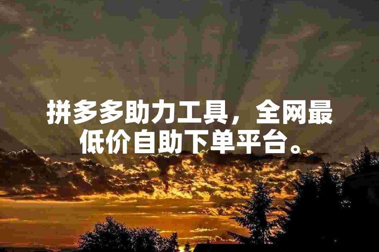 拼多多助力工具，全网最低价自助下单平台。
