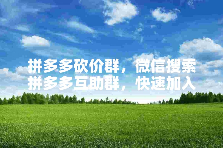 拼多多砍价群，微信搜索拼多多互助群，快速加入。