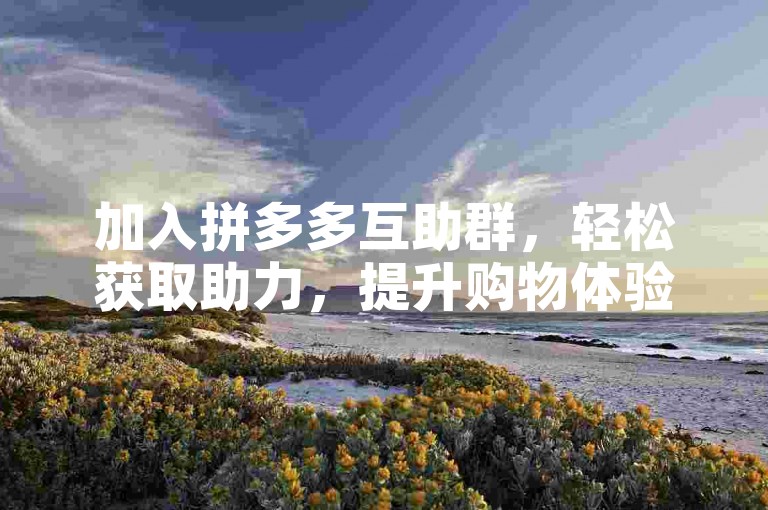 加入拼多多互助群，轻松获取助力，提升购物体验！