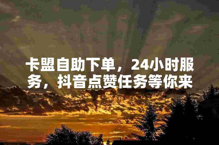 卡盟自助下单，24小时服务，抖音点赞任务等你来。