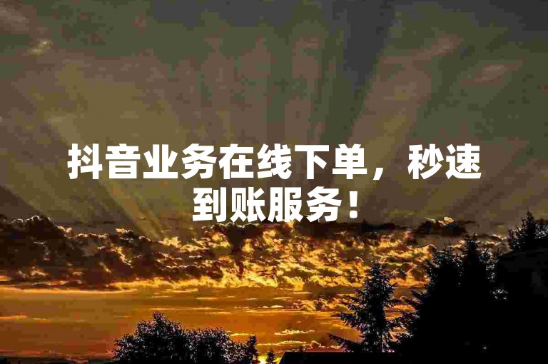 抖音业务在线下单，秒速到账服务！