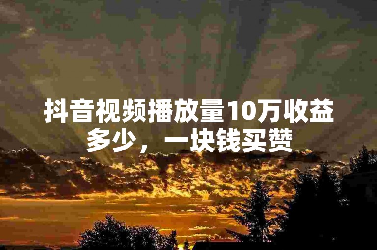 抖音视频播放量10万收益多少，一块钱买赞