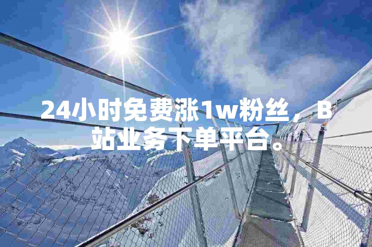 24小时免费涨1w粉丝，B站业务下单平台。