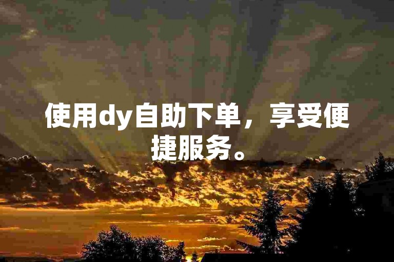 使用dy自助下单，享受便捷服务。