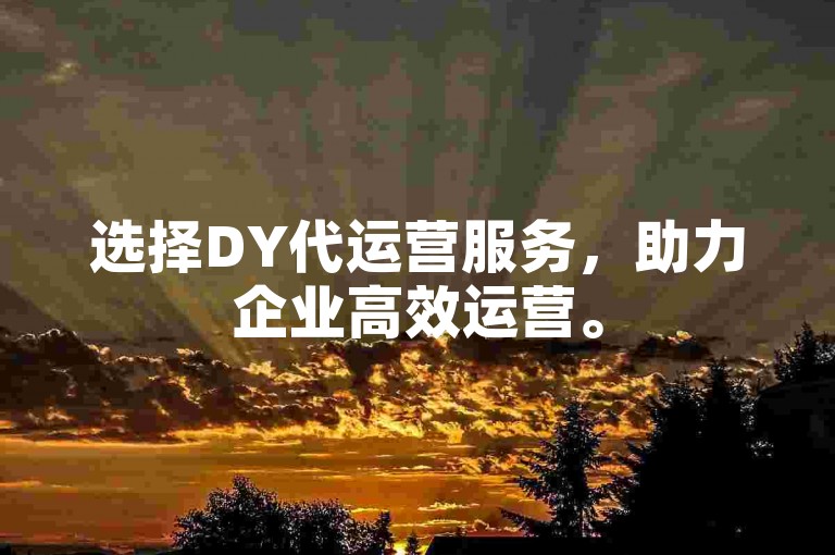 选择DY代运营服务，助力企业高效运营。