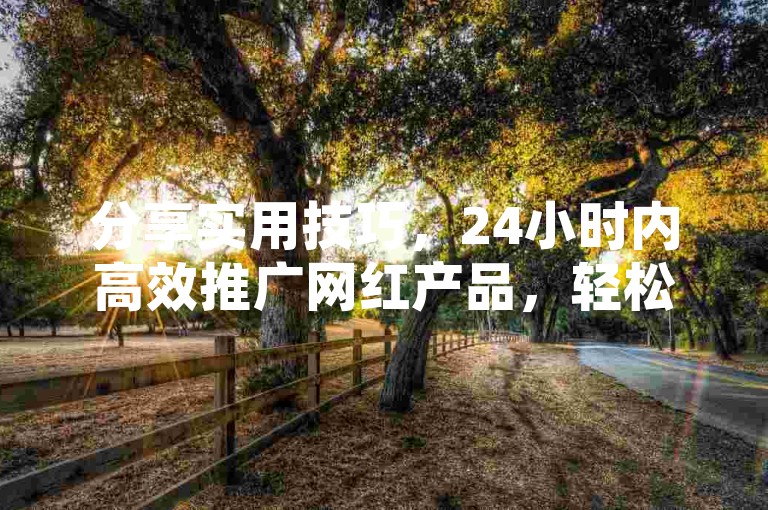 分享实用技巧，24小时内高效推广网红产品，轻松获赞。