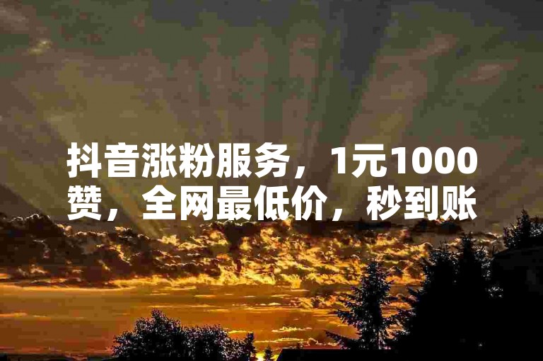 抖音涨粉服务，1元1000赞，全网最低价，秒到账。