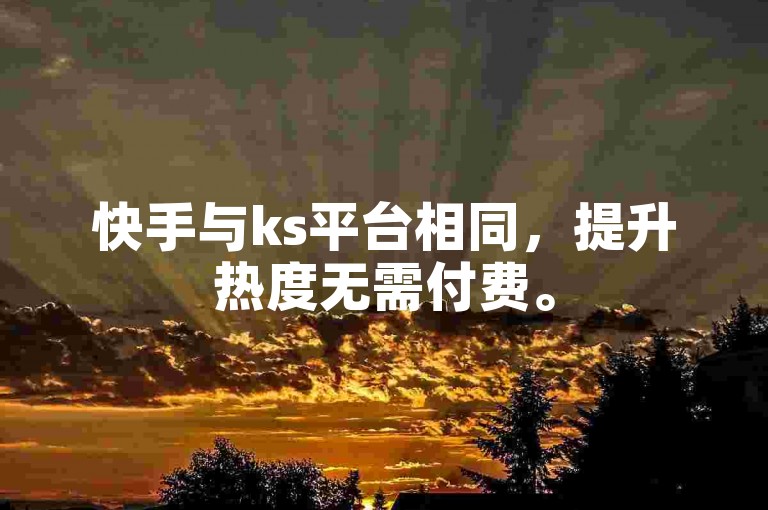 快手与ks平台相同，提升热度无需付费。