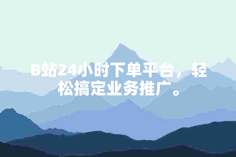 B站24小时下单平台，轻松搞定业务推广。