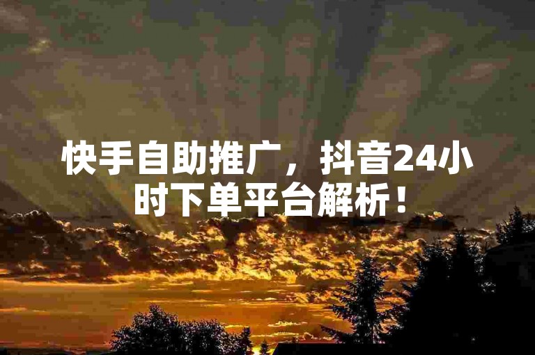 快手自助推广，抖音24小时下单平台解析！
