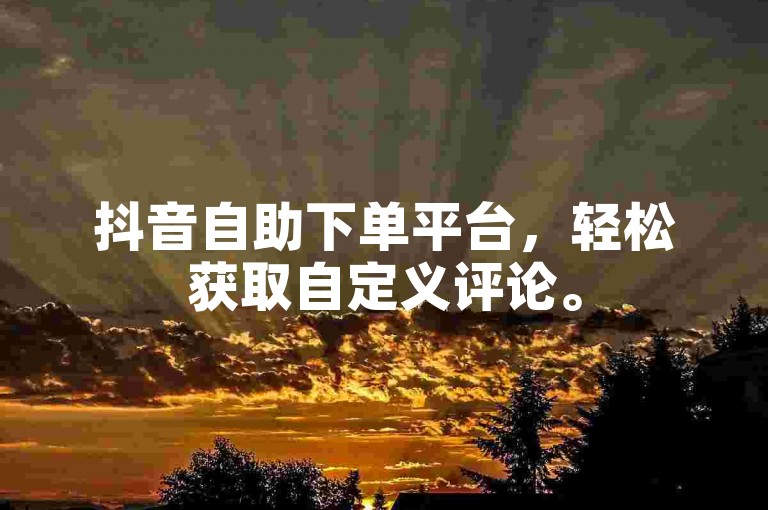 抖音自助下单平台，轻松获取自定义评论。