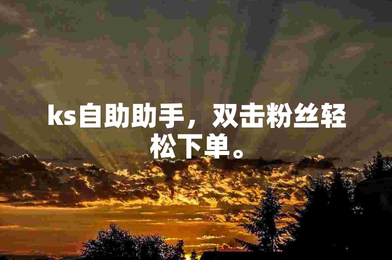 ks自助助手，双击粉丝轻松下单。