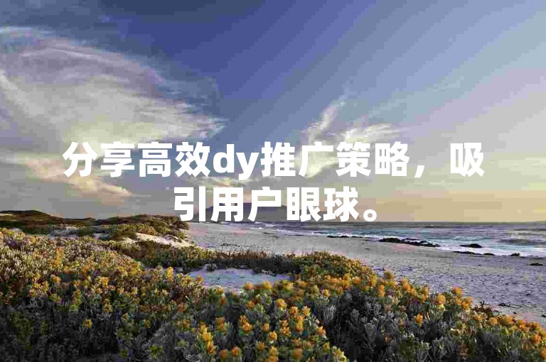 分享高效dy推广策略，吸引用户眼球。