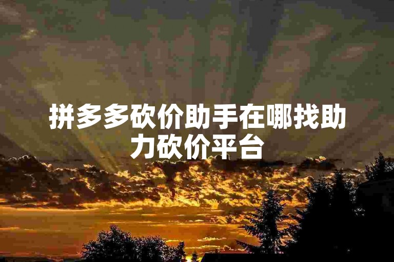 拼多多砍价助手在哪找助力砍价平台