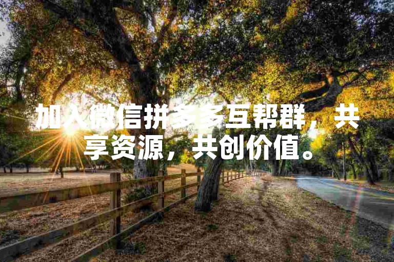 加入微信拼多多互帮群，共享资源，共创价值。