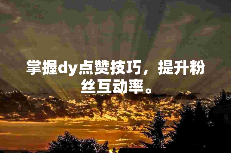 掌握dy点赞技巧，提升粉丝互动率。