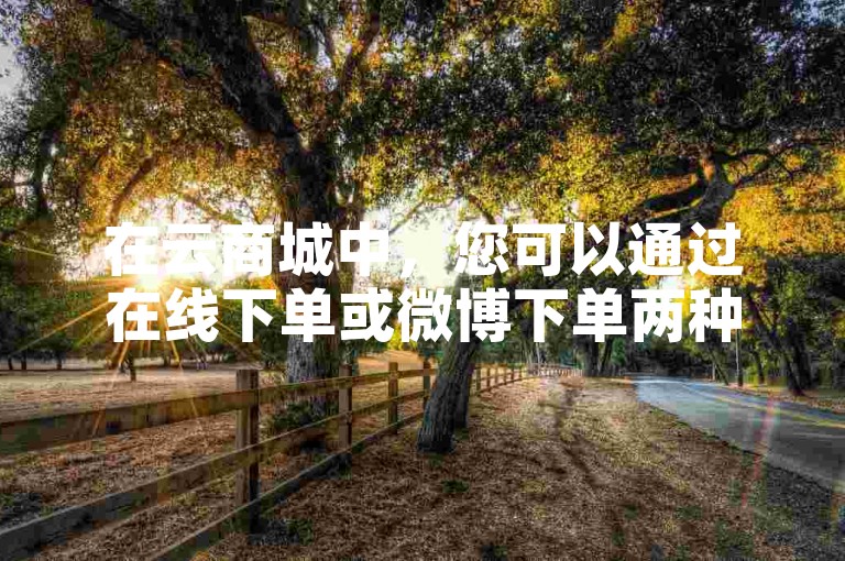 在云商城中，您可以通过在线下单或微博下单两种方式轻松购买商品。