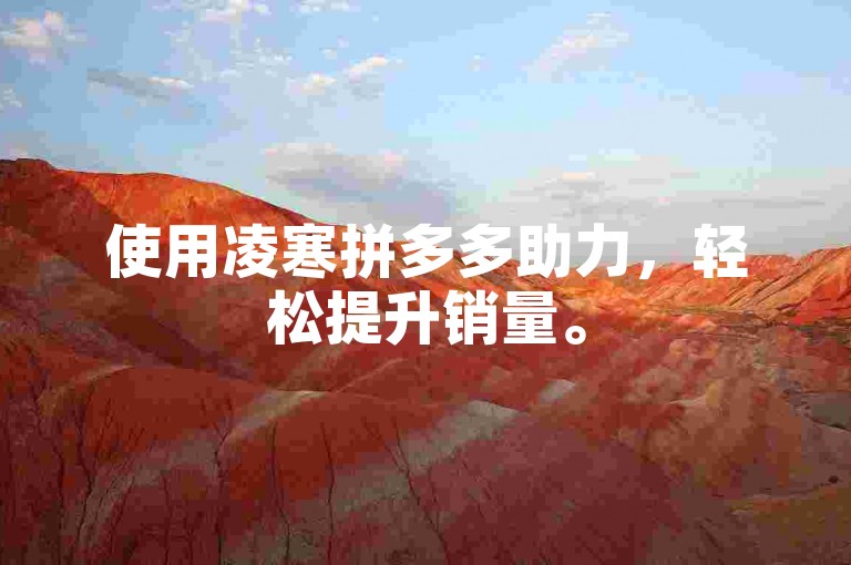 使用凌寒拼多多助力，轻松提升销量。