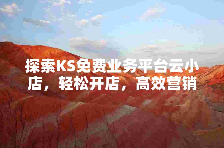 探索KS免费业务平台云小店，轻松开店，高效营销。