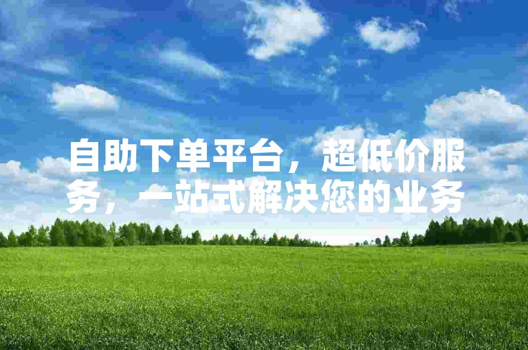自助下单平台，超低价服务，一站式解决您的业务需求。