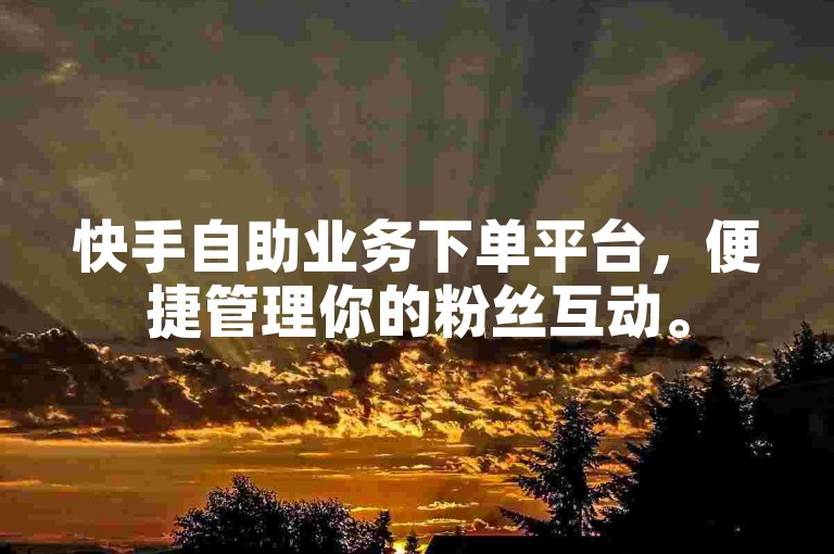 快手自助业务下单平台，便捷管理你的粉丝互动。