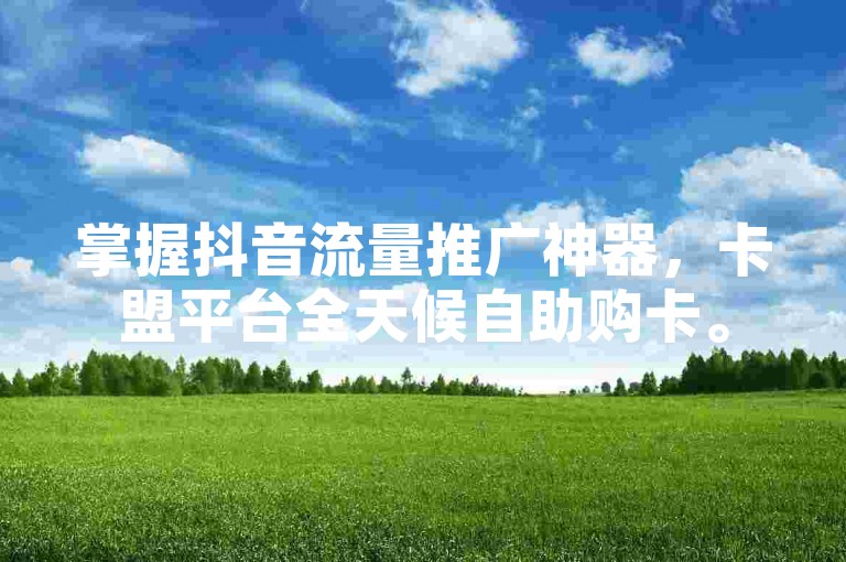 掌握抖音流量推广神器，卡盟平台全天候自助购卡。
