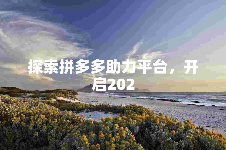 探索拼多多助力平台，开启2025年最低价购物新纪元。