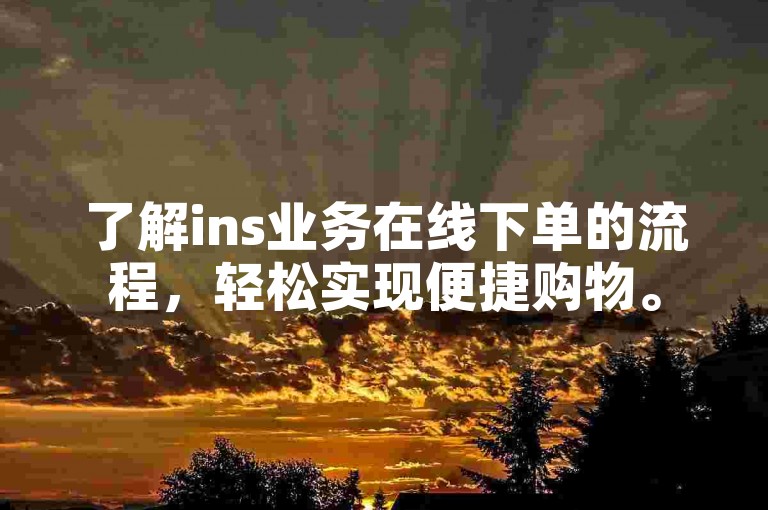 了解ins业务在线下单的流程，轻松实现便捷购物。