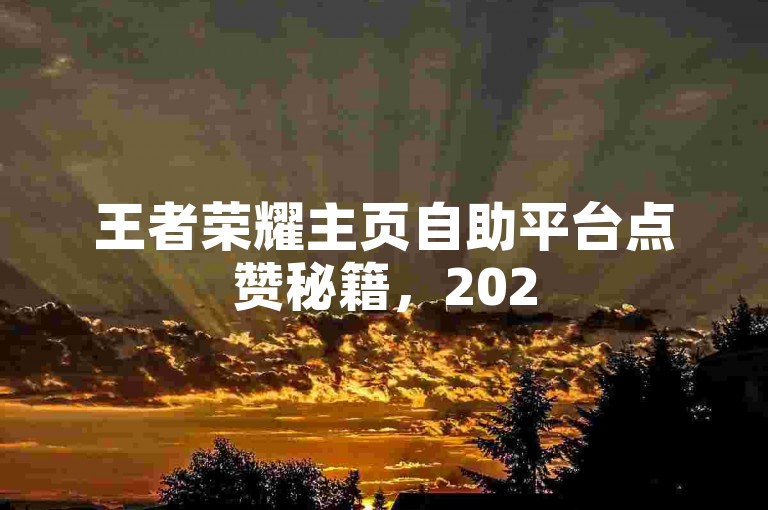王者荣耀主页自助平台点赞秘籍，2025年必学攻略！
