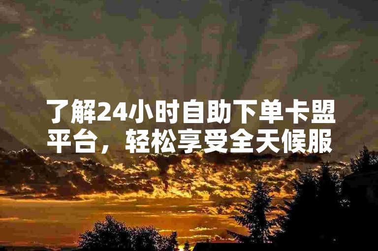 了解24小时自助下单卡盟平台，轻松享受全天候服务。