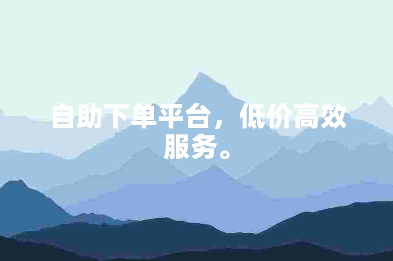 自助下单平台，低价高效服务。