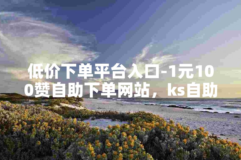 低价下单平台入口-1元100赞自助下单网站，ks自助下单商城。