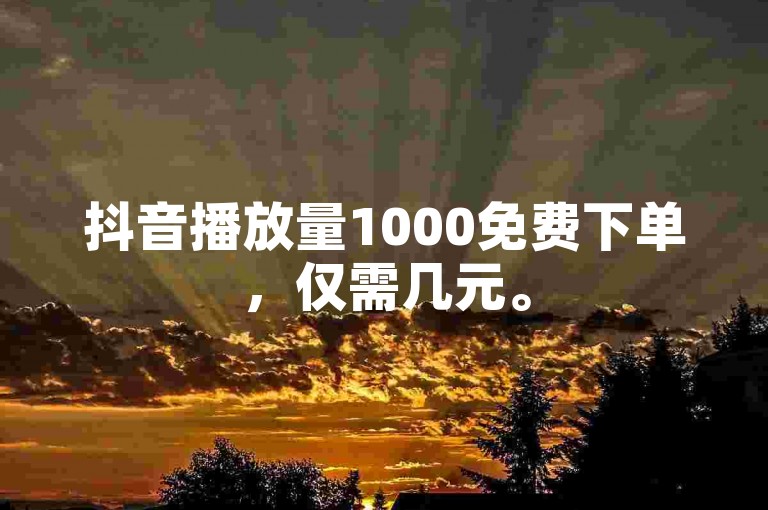 抖音播放量1000免费下单，仅需几元。