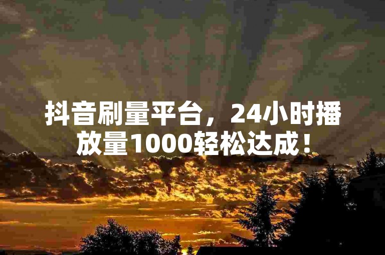 抖音刷量平台，24小时播放量1000轻松达成！