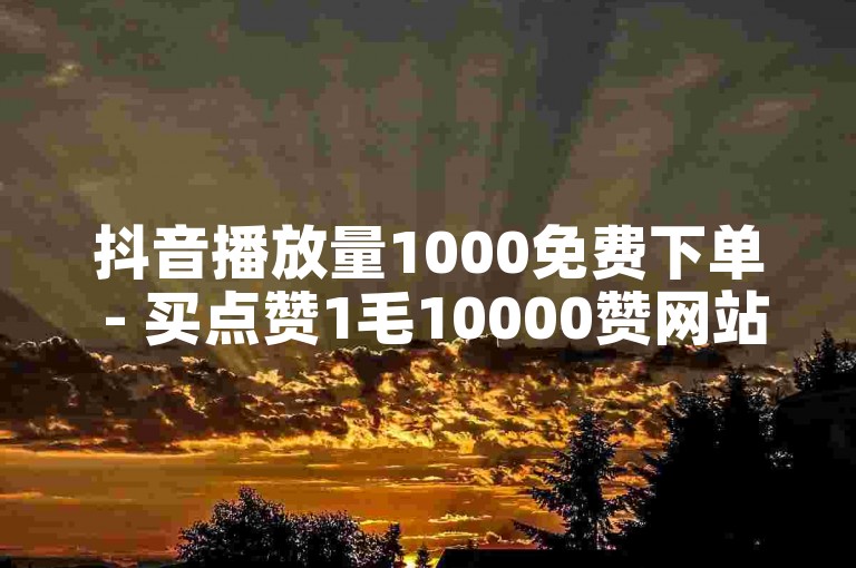 抖音播放量1000免费下单 - 买点赞1毛10000赞网站