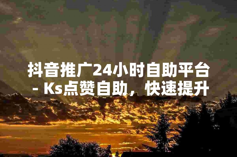 抖音推广24小时自助平台 - Ks点赞自助，快速提升视频曝光度。