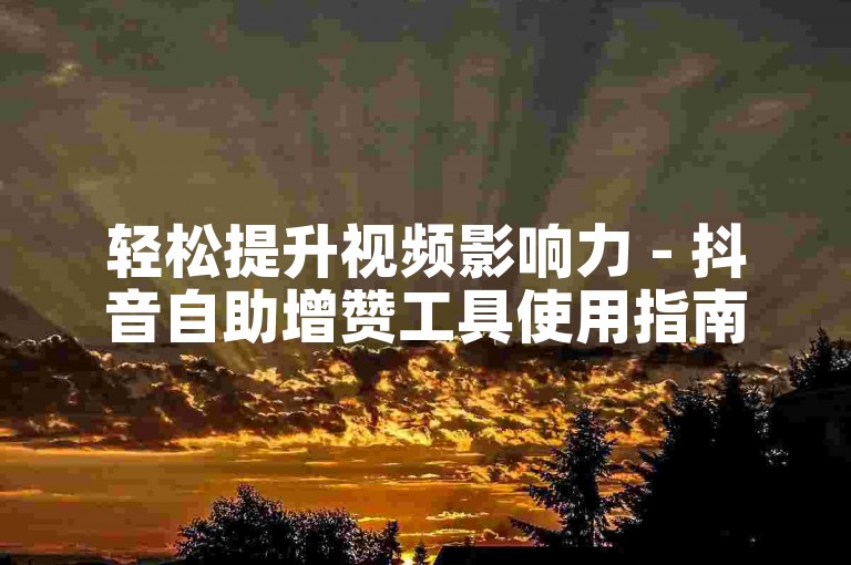 轻松提升视频影响力 - 抖音自助增赞工具使用指南