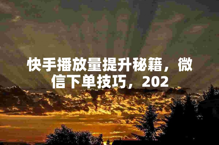 快手播放量提升秘籍，微信下单技巧，2025必备攻略！