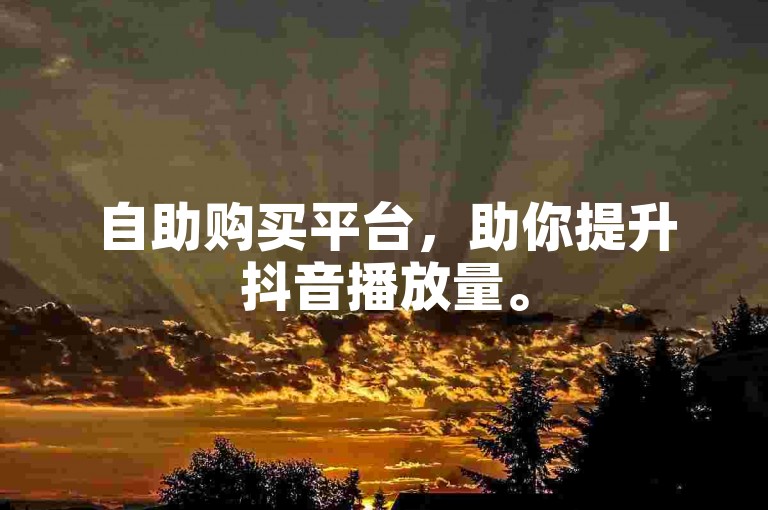 自助购买平台，助你提升抖音播放量。