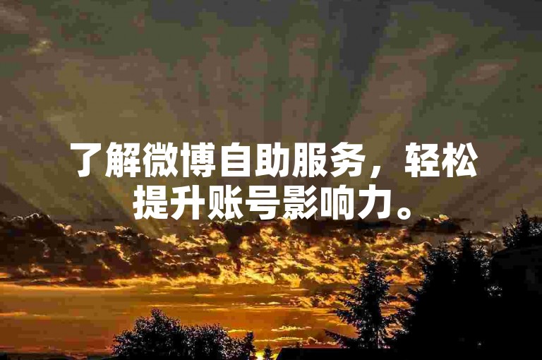 了解微博自助服务，轻松提升账号影响力。