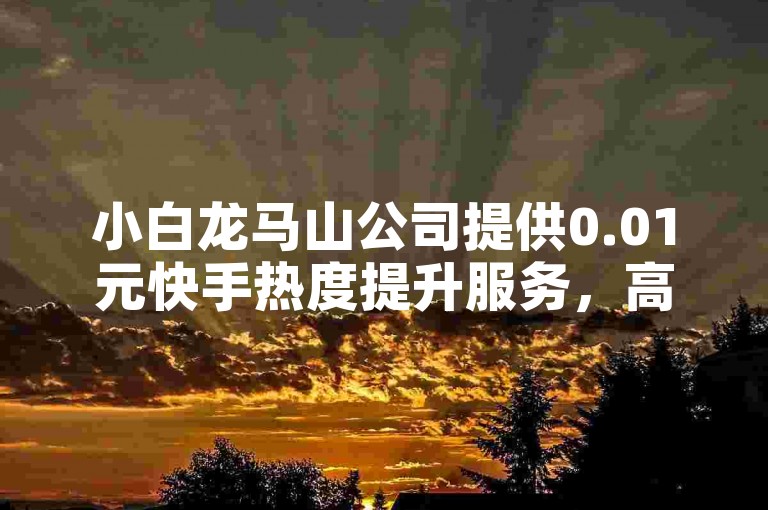 小白龙马山公司提供0.01元快手热度提升服务，高效实惠。