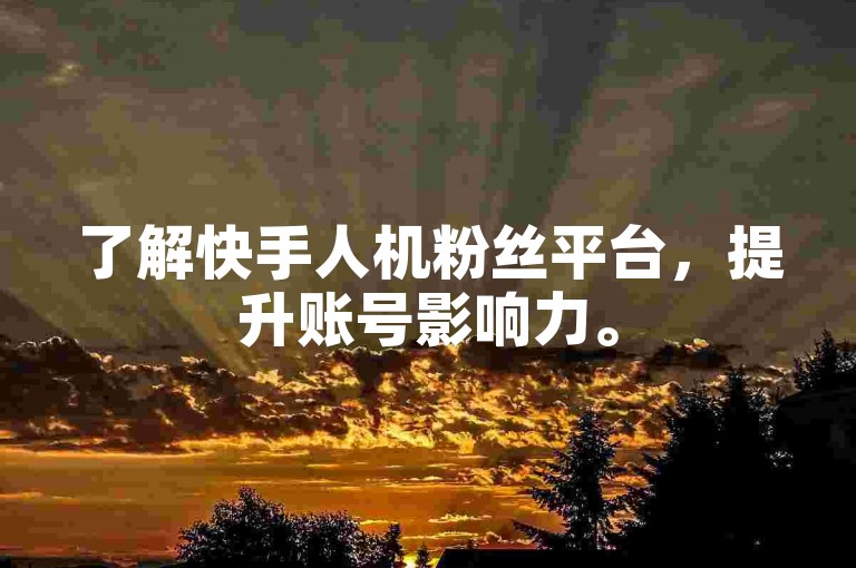 了解快手人机粉丝平台，提升账号影响力。
