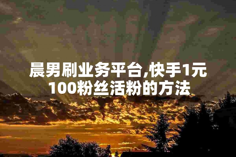 晨男刷业务平台,快手1元100粉丝活粉的方法