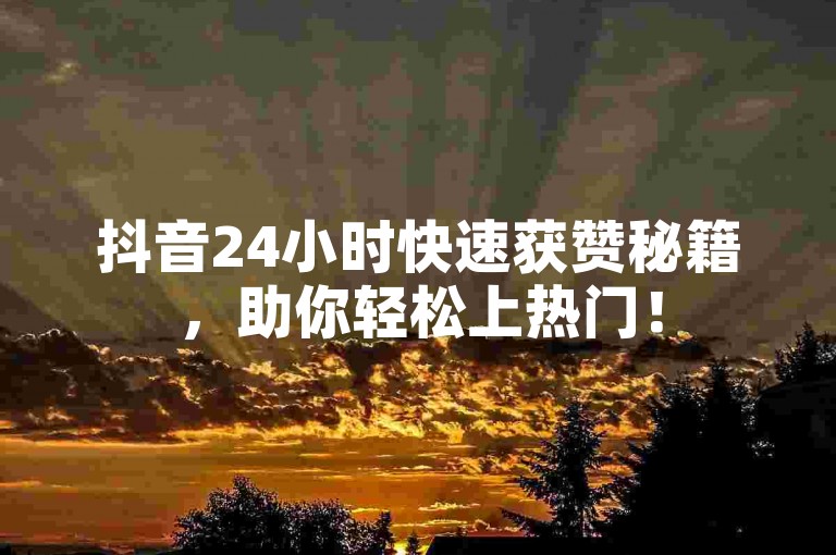 抖音24小时快速获赞秘籍，助你轻松上热门！