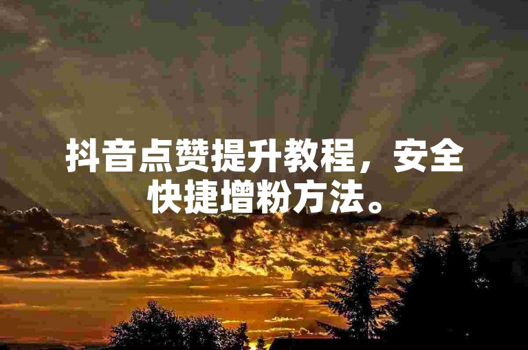 抖音点赞提升教程，安全快捷增粉方法。
