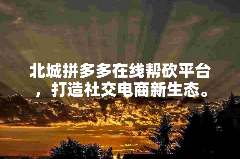 北城拼多多在线帮砍平台，打造社交电商新生态。