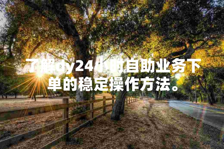 了解dy24小时自助业务下单的稳定操作方法。