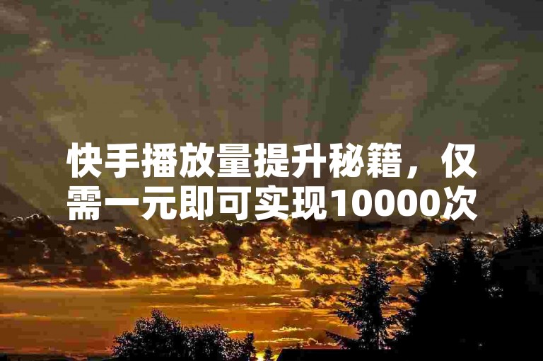 快手播放量提升秘籍，仅需一元即可实现10000次播放。