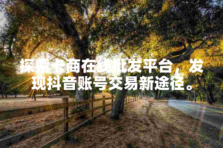 探索卡商在线批发平台，发现抖音账号交易新途径。