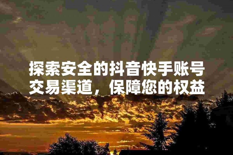 探索安全的抖音快手账号交易渠道，保障您的权益。